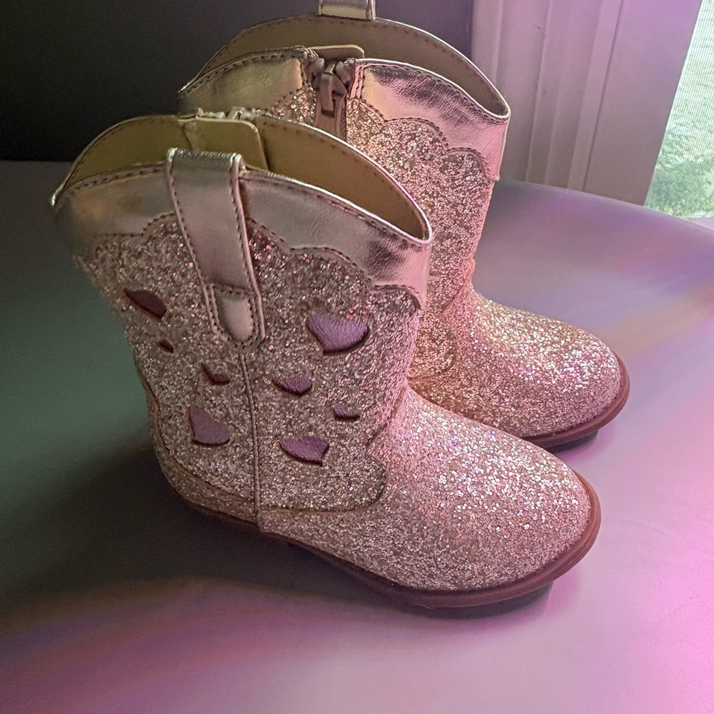 Cat & Jack Pink Glitter Combat Boots